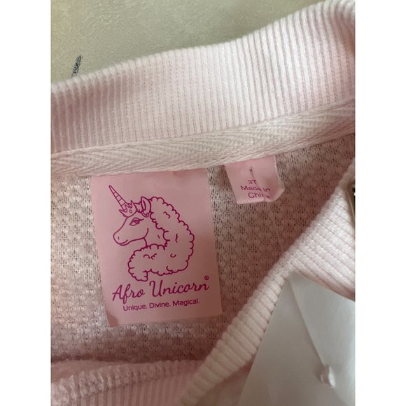 Toddler Girls' Afro Unicorn Solid Pullover Sweatshirt Pink 3T - Picture 6 of 8